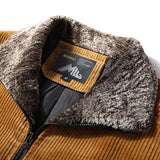 Men's Warm Winter Corduroy Jackets and Coats Male Thermal Windbreaker Fur Collar Casual Jacket Outerwear Clothing Plus Size 6XL