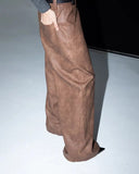 Spring Autumn Long Loose Casual Brown Pu Leather Pants Men Wide Leg LUxury Designer Unisex Trousers Fashions