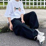 Fashion Casual Street Cargo Pants Men Japanese High Street Harajuku Straight Tube Loose Tide Hong Kong Style Retro Wide-Leg Pant