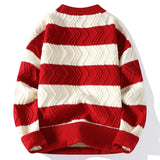 New Autumn Winter Top Grade Luxury Striped Christmas Pullovers Korean Fashion Mens Sweaters Thick Warm Loose Sweater Men