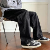 Men's Casual Pants Drawstring Solid Straight Trousers High Street Loose Fashion Korean Style Wide Leg Sweatpants