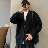 Autumn Men's Luxury Knitted Solid Color Buttons Cardigan Sweater Long Sleeve Casual Streetwear Loose Stylish Leisure Coat