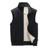 Solid Color All-match Men Vest Autumn Winter Casual Sleeveless Jacket Outdoor Thicken Warm Male Waistcoat Stand Collar Windproof