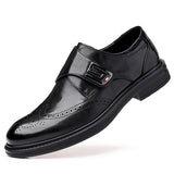 Italian High-end Leather Slip-on Shoes Mens Business Dress Square Toe British Slip-On Formal Casual Loafer Oxford Shoes Wedding