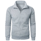 Men's casual sports zipper stand collar hoodie coat men's solid color cardigan