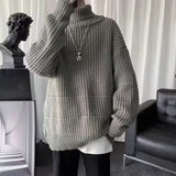 Solid Color Men's Knit Sweater Korean Popular Clothes Knitwear Thick Y2k Original New in Sweatshirt Loose Fit Top Pullovers Male