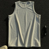 Elegant Fashion Harajuku Slim Fit Ropa Hombre Loose Casual All Match Sport T-shirts O Neck Solid Insert Sleeveless Tank Tops