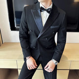 Men's Double-breasted Suit Jackets Slim Fit Luxury Evening Dresses Blazer Formal Wedding Prom Black Elegant Man Suit Coat