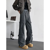 Cargo jeans mens Spring Men Baggy Jeans Men Wide Leg Pants Big Pockets Streetwear Trousers Male Loose Denim Pants