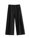 Spring Autumn Long Loose Casual Baggy Flowy Soft Black Pleated Wide Leg Pants Men Luxury Designer Emo Clothing