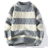 New Autumn Winter Top Grade Luxury Striped Christmas Pullovers Korean Fashion Mens Sweaters Thick Warm Loose Sweater Men