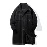 Korean style Spring Autumn Trench Coat Male Streetwear Windbreaker Trenchcoat Men Solid Long Men's Jacket Overcoat