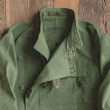 Army Green Retro bomber Jackets Misplaced Oblique Buckle Swedish Motorcycle Men's Cotton Autumn Winter Coat