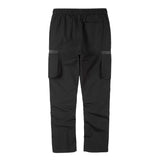 Harajuku Black Tapered Pants for Mens Functional Rubber Band Pleated Waterproof Zipper Casual Pants Nylon Men's Jogging Pant