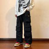 Men Cargo Pants Multi-Pockets Tool Pants Harajuku Mens Vintage Loose Wide Leg Pants Streetwear Casual Hip-Hop Trousers