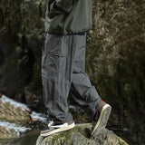 Autumn Cargo Pants Men 100% Nylon Safari Style Solid Double Side Pockets Men Pants Outdoors Tourism Men Clothes