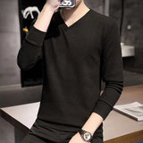 Autumn Winter New Fashion V-neck Long Sleeve Embossed Pattern Pullovers Men's Clothing Solid Knitting Casual All-match Chic Tops