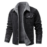 Men's Winter Jacket Fashion Men's Lapel Sherpa Fleece Lined Thicken Denim Jean Trucker Jacke Men Jeans Coats Clothing 5XL