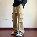 Men's Black Pants Hip Hop Streetwear Fashion Jogger Cargo Pants Men Oversize Wide Leg Trousers Male Japanese Pocket Safari Style