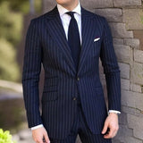 Navy Blue  Men's Suit Slim Fit 2-Piece Set for Formal Wedding Groom Tuxedo Notched Lapel Business  Men Prom Suit