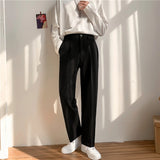 Spring Autumn New Men Korean Loose Straight Trousers Male Solid Color Wide-leg Pants Men Students Leisure Suit Trouser