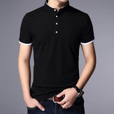 Men's Business Casual Polo Short Sleeve T-shirt Summer Comfortable and Breathable Solid Cotton Top