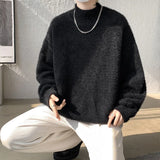 New Fashion High Quality Knitted mens mid-neck Sweater Long Sleeve Pullovers Solid Color Trend Men Clothing Winter Outdoor Tops