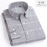 New in shirt 100%cotton long-sleeve shirts for men slim fit plain shirt thin plaid striped tops fashion elegants office clothes