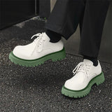 Men's PU Leather Shoes Lace-up Contrast Color Versatile Trendy Male Height Increasing Shoe Spring Chic