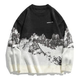 Snow Mountain Knitted Jumper Sweaters Streetwear Mens Hip Hop Harajuku Pullover Knitwear Tops Fashion Knit Outwear Male