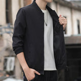 Spring Autumn Bomber Jacket Men Fashion Solid Color Regular Fit Casual Men Coats Business Stand Collar Daily Men Clothing