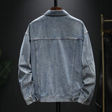 Spring Autumn Denim Jackets Men Turn Down Collar Solid Color Jean Outerwear Mens Casual Streetwear Single Breasted Denim Coat