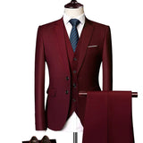 Blazers Set Suits for Men(Jacket + Vest + Pants)three Piece Set Solid Business Casual Slim Fit Formal Dress Groom Tuxedo Wedding