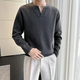 Autumn Winter Fashion Harajuku Knitwear Sweaters Men Casual All Match Undershirt Solid Long Sleeve Knitting Tops Solid Pullover