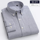 New in shirt 100%cotton long-sleeve shirts for men slim fit plain shirt thin plaid striped tops fashion elegants office clothes