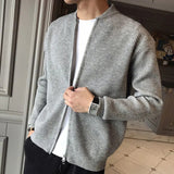 Autumn Winter Solid Color Japanese Zipper Casual Sweaters Man Long Sleeve Loose Fashion Streetwear Clothes Chic Male Cardigan