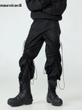 Spring Autumn Long Loose Casual Baggy Black Wide Leg Pants Men with Elastic Waist Luxury Designer Emo Clothing