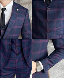 Boutique 5XL (Blazer + Trousers) Men's Fashion Business Casual British Style Gentleman Elegant Plaid Dress Formal 2-piece Set