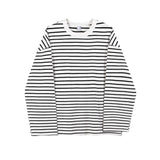 Korean Style Men's T-shirts Round Collar Striped Long Sleeve Contrast Color Causal Tops Pullover Male Loose Tee