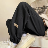 Y2k Fashion Casual Waffle Pants Mens Spring Autumn Casual Full Length Sweatpants American Retro Youth Draw Rope Sweatpants Trend