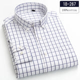 New in shirt 100%cotton long-sleeve shirts for men slim fit plain shirt thin plaid striped tops fashion elegants office clothes