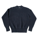 Bronson Pre-War USN Mock Neck Sweater Men Heavyweight Knitted Pullover Navy Blue