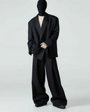 Spring Autumn Long Loose Casual Baggy Flowy Soft Black Pleated Wide Leg Pants Men Luxury Designer Emo Clothing