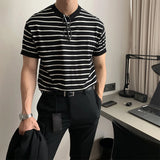 New Arrival American Striped T Shirts Men Summer Round Neck Slim Fit Short-sleeved Bottoming Shirt Sports Gyms Fitness T-shirt