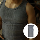 Men Summer Vest Ribbed Tank Top Men's Ribbed Knitted Summer Vest Slim Fit Sleeveless Tank Tops for Casual Activewear Fitness Gym