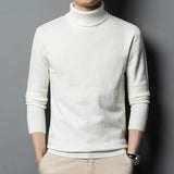 Autumn Winter New Men's High Quality Turtleneck Wool Sweater Solid Color Knit Tight Warm Casual Bottom Pullover Top