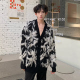 Korean Style Men's Cardigan V-neck Single Breasted Casual Sweaters Loose Patchwork Contrast Color Male Knits New Top 9C9370