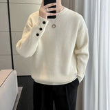 Spring Autumn New Fashion Round Neck Long Sleeve Pullovers Men's Clothing Solid Color Korean Casual Loose Trend All-match Tops