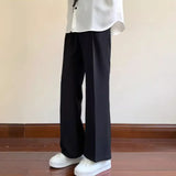 Summer Black Suit Pants Men Fashion Social Mens Dress Pants Korean Loose Bell-bottoms Pants Men Mens Office Formal Trousers