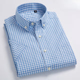 New in shirt hight qulity100%cotton summer short sleeve shirts for men slim fit Casual shirt thin plaid tops soft office clothes